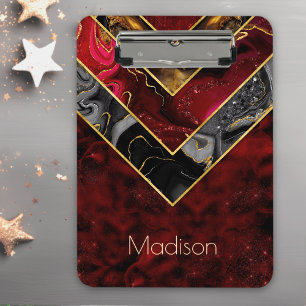  Elegant red black gold girly geometric  Clipboard