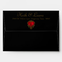 Elegant Red Black Gold Wedding Envelope