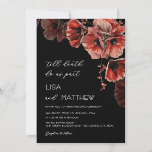 Elegant Red Black Goth Wedding Invitation