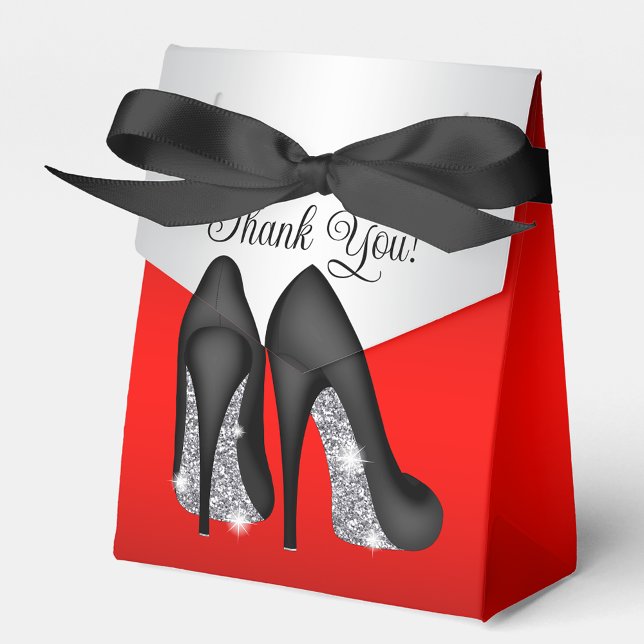 Elegant Red Black High Heel Shoe  Favour Box (Creator Uploaded)