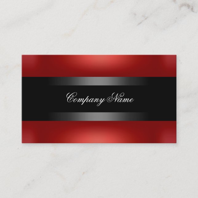 Elegant Red Black Indestructible Business Card (Front)