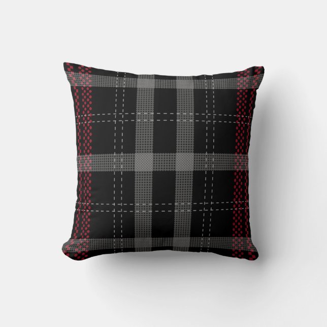 Elegant Red Black Plaid Tartan Check Pattern  Cushion (Front)