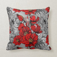 Elegant Red Black Rose Flower pattern Silver