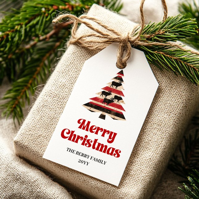 Elegant red black tartan gift tag holiday charm (Elegant red black tartan gift tag holiday charm

)