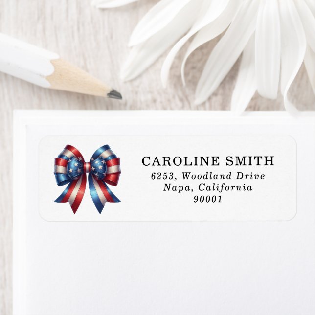 Elegant Red Blue and White Patriotic Bow Address  (Insitu)