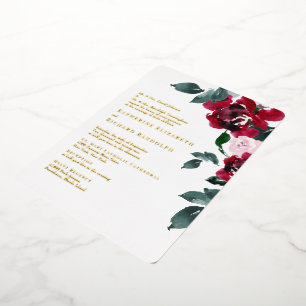 Elegant Red & Blush Floral Rounded Wedding Gold