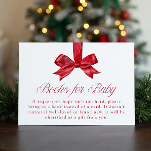 Elegant Red Bow Christmas Books For Baby Enclosure Card