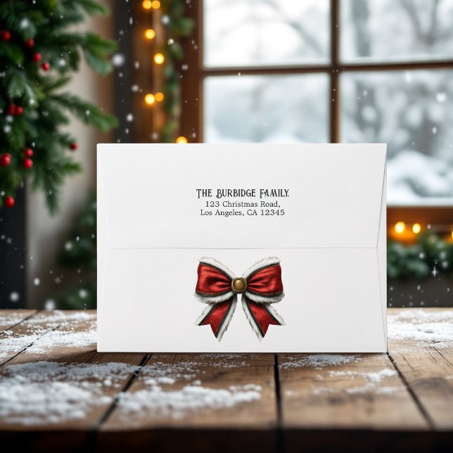 Elegant Red Bow Christmas Holiday Envelope (Elegant Red Bow Christmas Holiday Envelope)