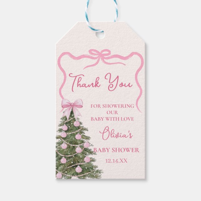 Elegant Red Bow Christmas Party Gift Tag (Front)