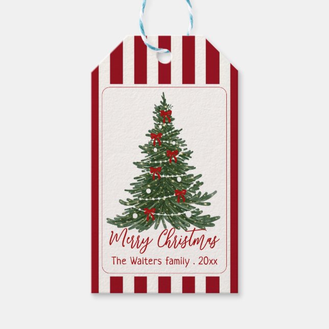 Elegant Red Bow Christmas Party Gift Tag (Front)