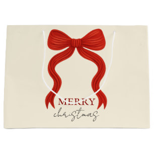 Elegant Red Bow Christmas Party -  Large Gift Bag