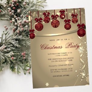 Elegant Red Bow,Confetti Company Christmas Party Invitation