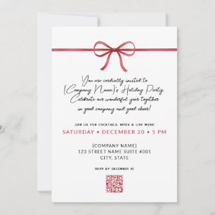 Elegant Red Bow Corporate Holiday Invitation