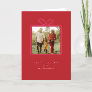 Elegant Red Bow "Happy Holidays" Christmas Photo Holiday Card