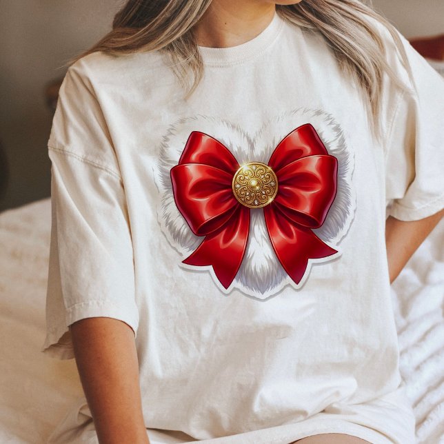 Elegant Red Bow Heart With Gold Button Tri-Blend Shirt (Creator Uploaded)