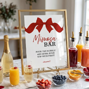 Elegant Red Bow Mimosa Bar Bridal Shower Sign
