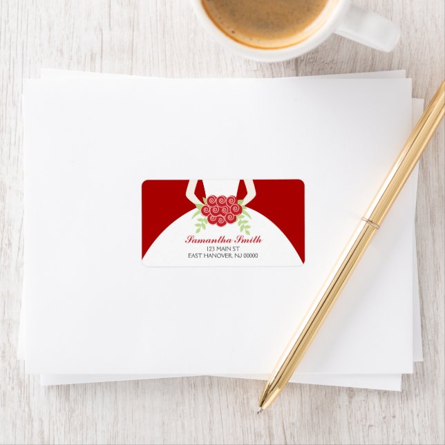 Elegant Red Bridal Shower Label (Insitu)