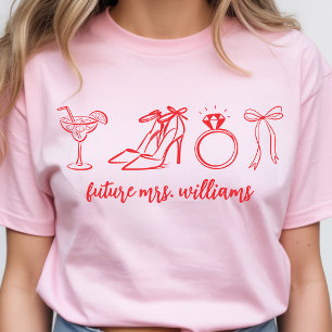 Elegant Red Bride to Be Bachelorette Party Custom T-Shirt