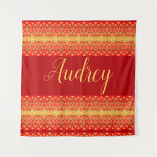 Elegant Red Burgundy and Gold Floral  Tapestry