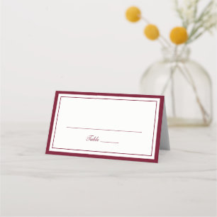 Elegant Red Burgundy Border Frame Wedding Place Card