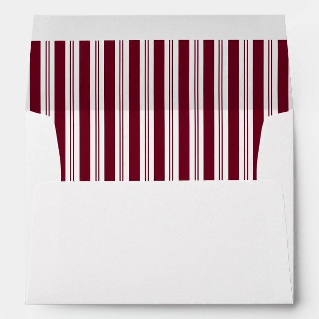 Elegant Red Burgundy Stripes Wedding Envelope (Back (Bottom))