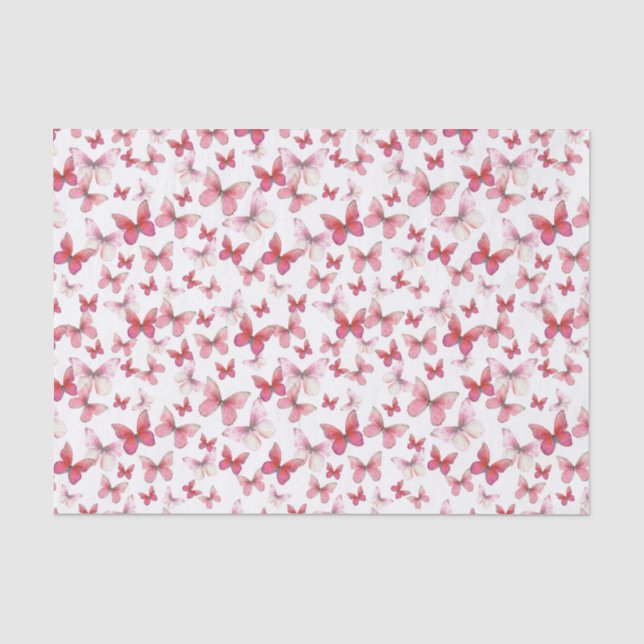 Elegant Red Butterflies Pattern  Tissue Paper (Front)
