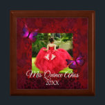 Elegant Red Butterflies Quinceanera Jewellery Box<br><div class="desc">Red and magenta butterflies Quinceanera jewellery box is versatile for elegant ruby red theme colours. Butterflies can easily be resized and repositioned on this elegant jewellery box. Wood box is perfect for Mis Quince keepsakes,  Christmas gifts,  and memorabilia.</div>