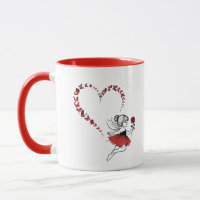 Elegant Red Butterfly Heart Fairy Two-Tone Mug