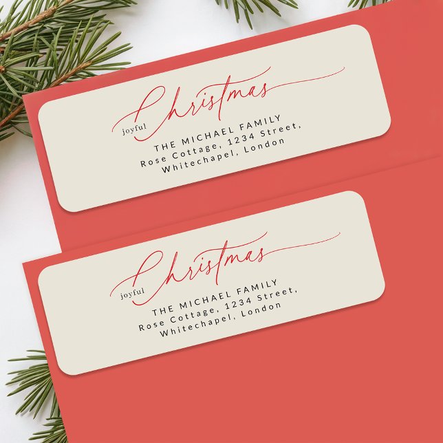 Elegant Red Calligraphy Christmas Return Address (Creator Uploaded)