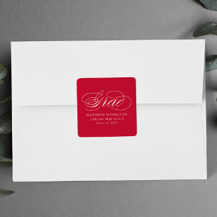 Elegant Red Calligraphy Graduation Square Sticker