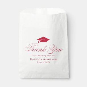 Elegant Red Calligraphy Graduation Thank You Favour Bags