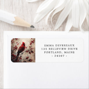 Elegant Red Cardinal and Berries Return Address