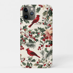 Elegant Red Cardinal Winter Botanical Cream Case-Mate iPhone Case