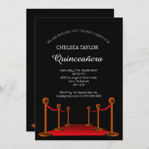 Elegant Red Carpet Quinceañera Personalised  Invitation