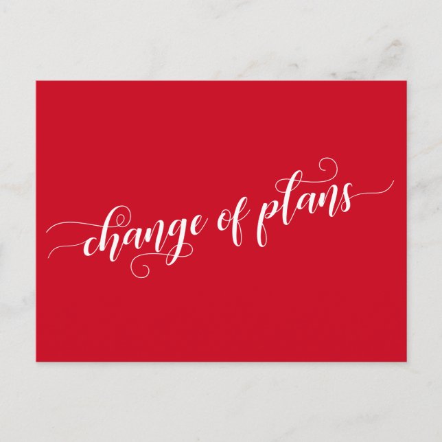 Elegant Red Change of Plans Postponed Wedding Postcard (Front)