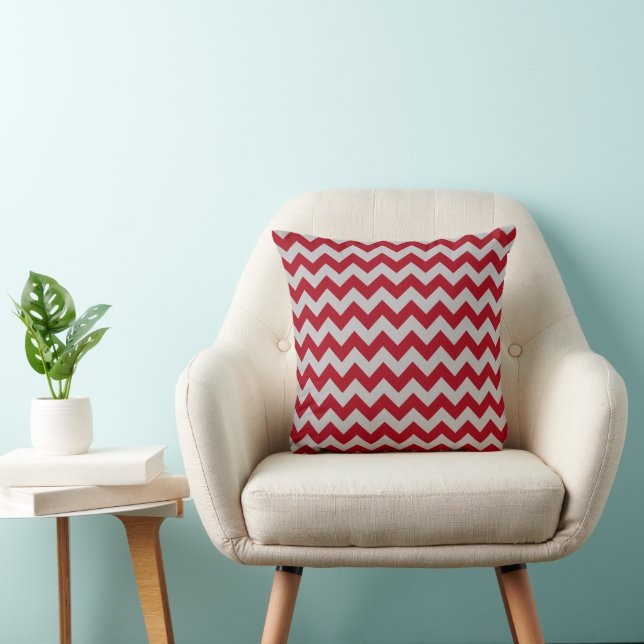 Elegant Red Chevron Striped Pattern Cushion (Chair)