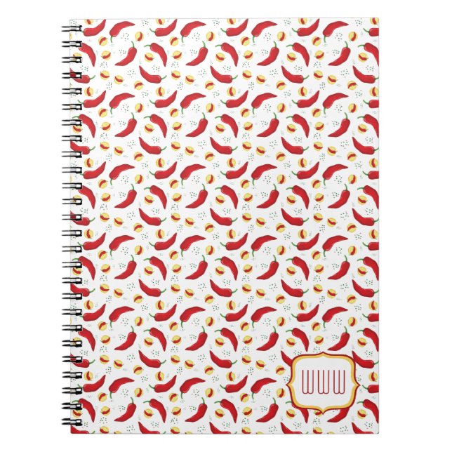 Elegant Red Chile Pattern Notebook (Front)