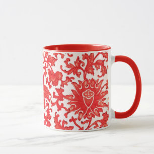 Elegant Red Chinese Floral Mug
