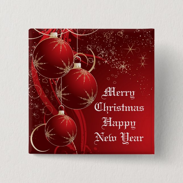Elegant Red Christmas 15 Cm Square Badge (Front)