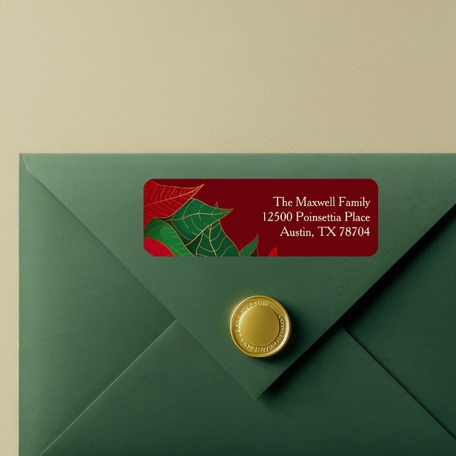 Elegant Red Christmas Botanical Return Address (Creator Uploaded)
