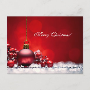Elegant Red Christmas Candle OrnamentGreeting Card