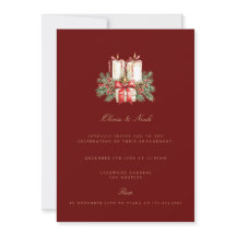 Elegant Red Christmas Decor Engagement Invitation