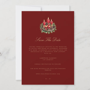 Elegant Red Christmas Decor Save The Date Card