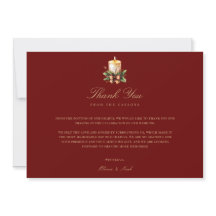 Elegant Red Christmas Decor Thank you Card