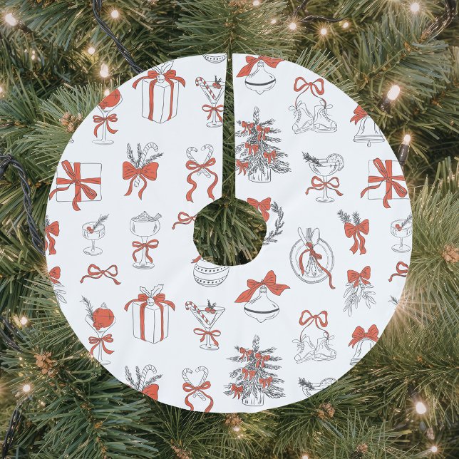 Elegant Red Christmas Holiday Brushed Polyester Tree Skirt (Creator Uploaded)