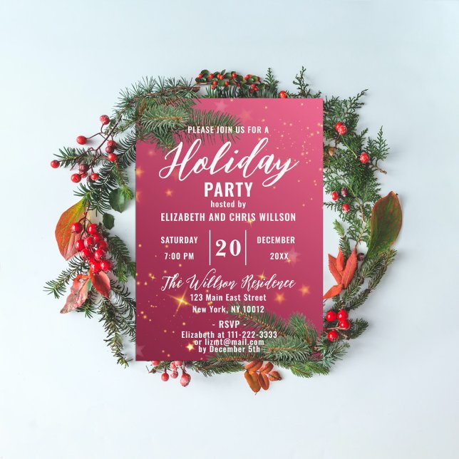 Elegant Red Christmas Holiday Party Invitation (Creator Uploaded)