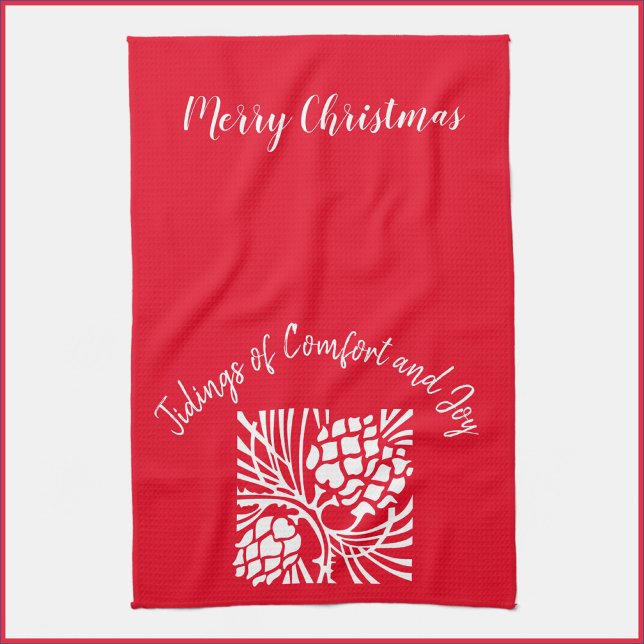 Elegant Red Christmas Holiday Season Tea Towel (Creator Uploaded)