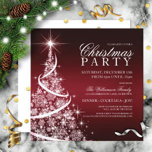 Elegant Red Christmas Party Invitation
