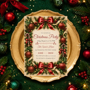 Elegant Red Christmas Party Invitation