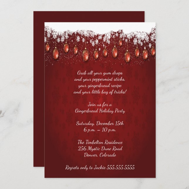 Elegant Red Christmas Party Invitation (Front/Back)